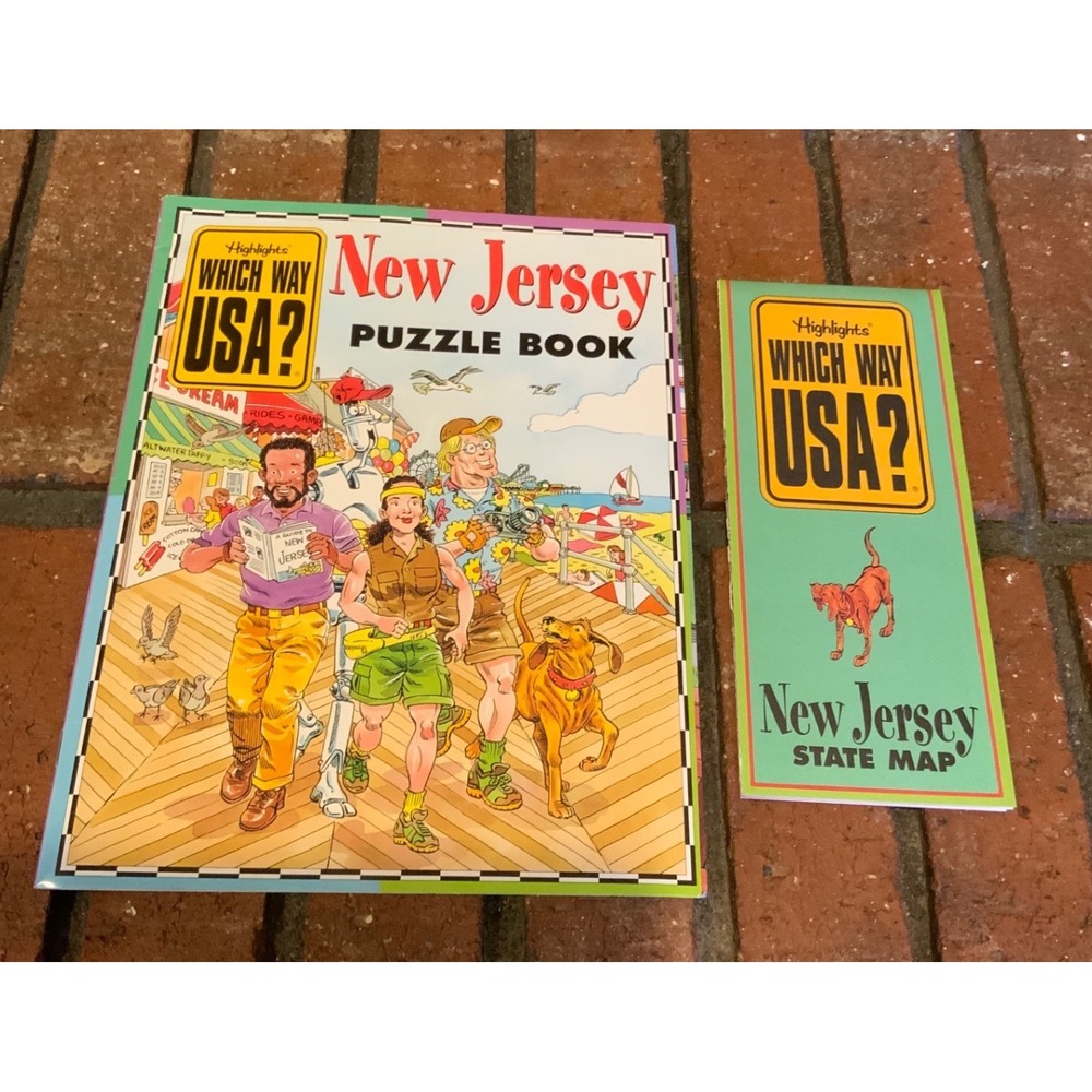 Highlights Which Way USA New Jersey Puzzle Book and State Map Set Vintage